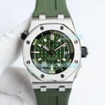 Swiss Copy Audemars Piguet Royal Oak Offshore Diver 15720 Green Dial Green Rubber Watch 42MM